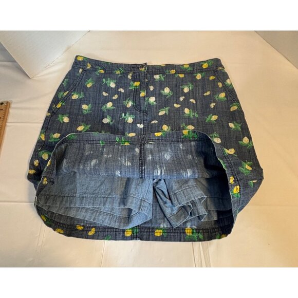 Karen Scott Women's Lemon Print Denim Skort Size 8 Blue with Yellow Lemons - Picture 6 of 10